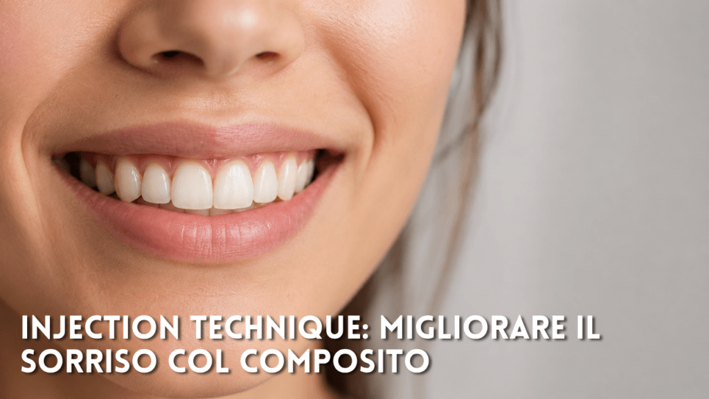 rimo piano clinico di un sorriso naturale con denti anteriori superiori regolari e ben allineati, gengive rosa sane e labbra leggermente socchiuse. Fotografia odontoiatrica realistica su sfondo neutro.